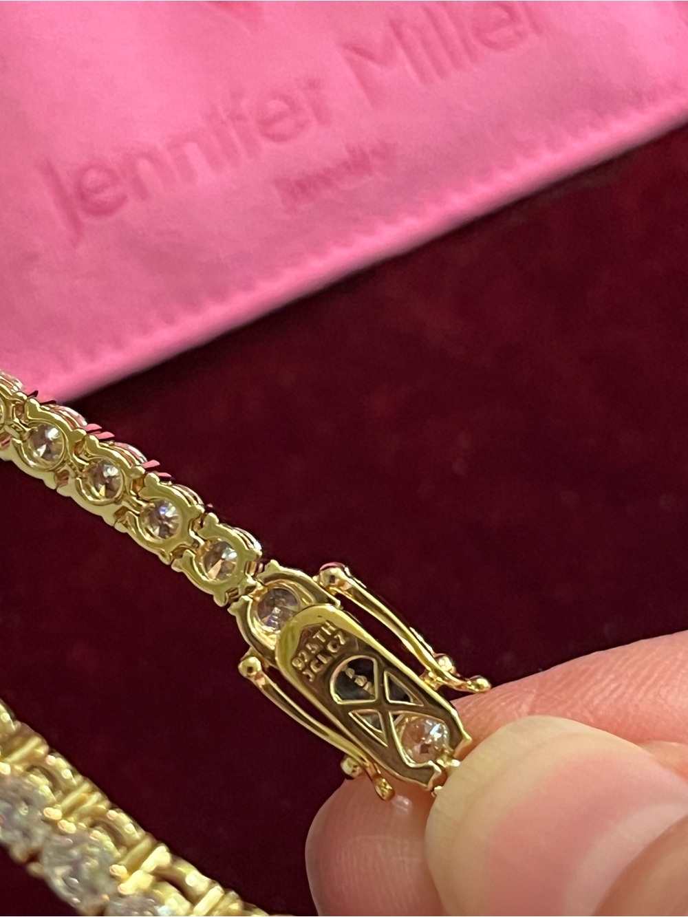 Diamonique X Jennifer Miller Signature Heart Tennis Bracelet Silver 925 Avg Gold - Picture 11 of 13